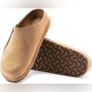Birkenstock Zermatt Premium Suede Leather Clay Tan Slip-On Clogs SZ 38 Narrow